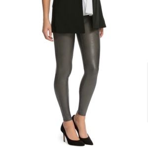 SPANX Gun Metal Faux Leather Leggings